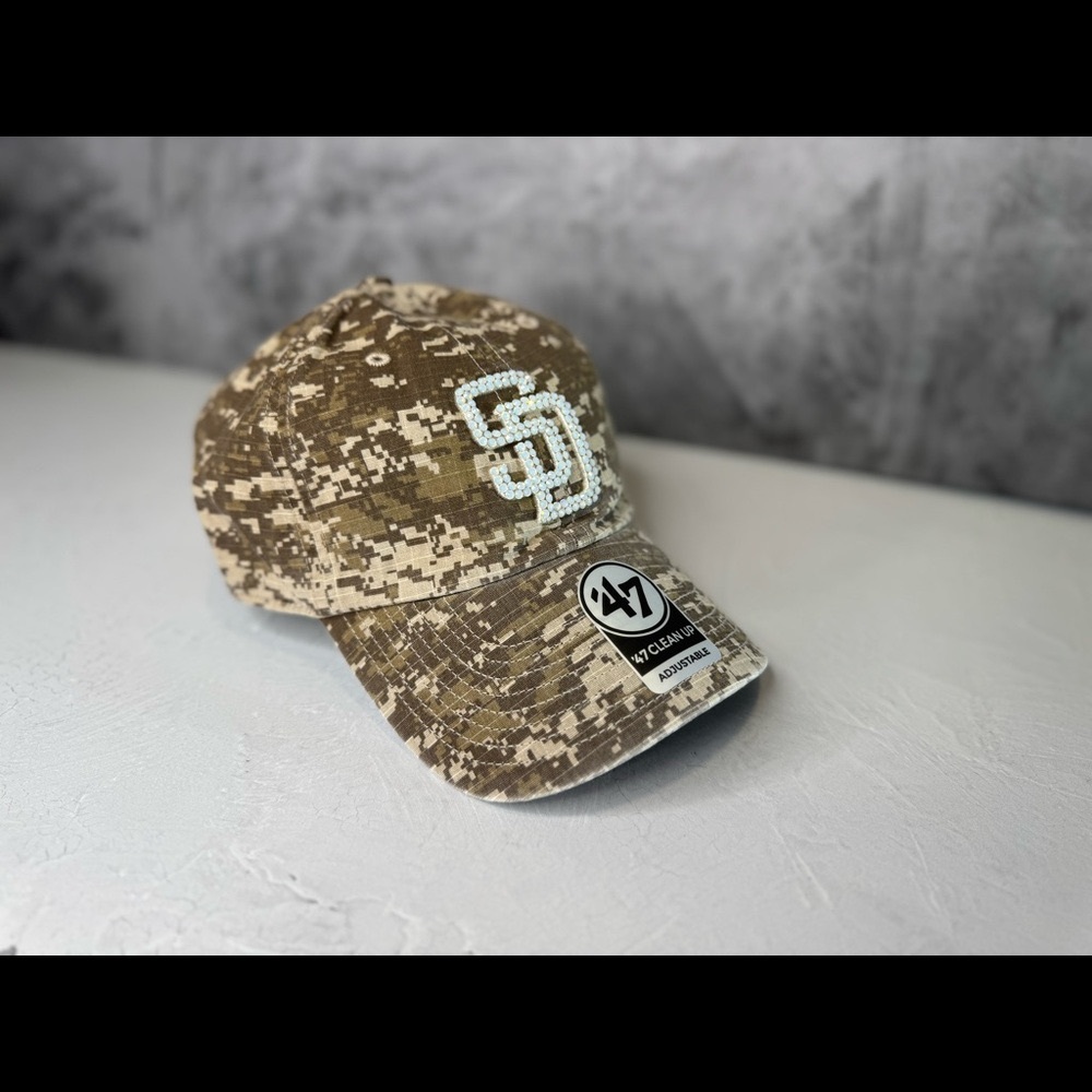 Padres Bling Baseball Hat | SD Rhinestone baseball Dad Cap| San Diego bling Hat